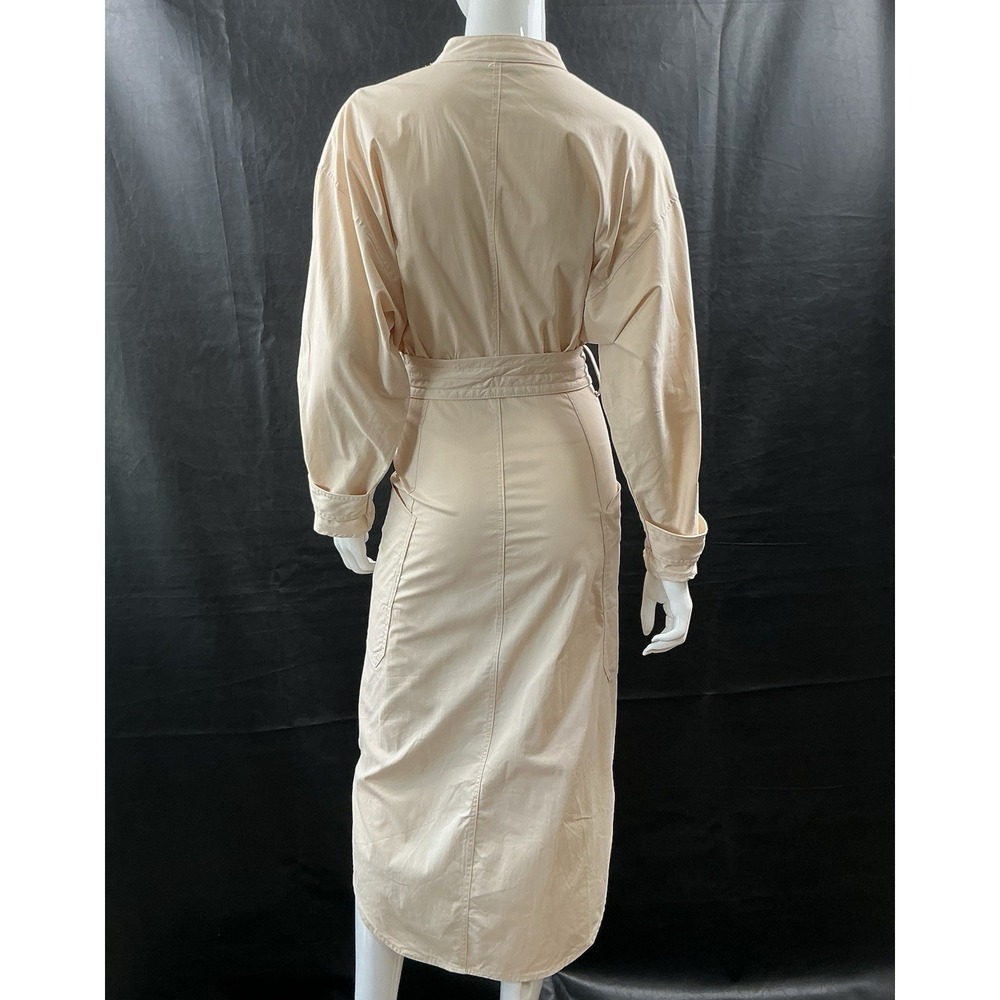 Zara Women Peach Beige Utility Midi Shirt Dress Mock Neck Belted Size XS - Picture 2 of 12